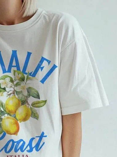 Three Lemons Print Short Sleeved T-shirt