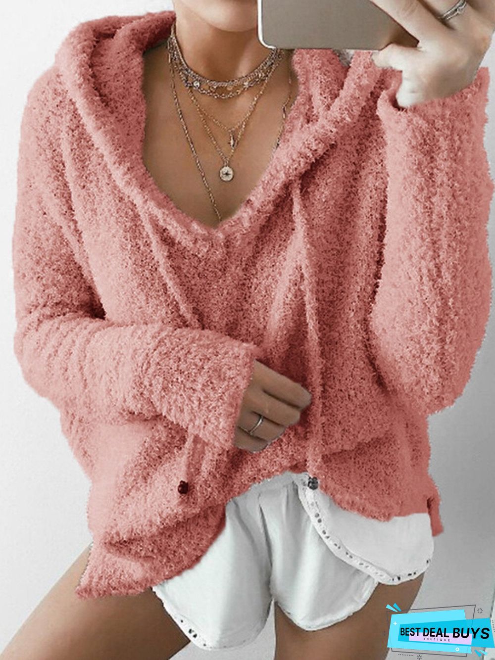 Hoodie Long Sleeve Casual Mohair Sweater