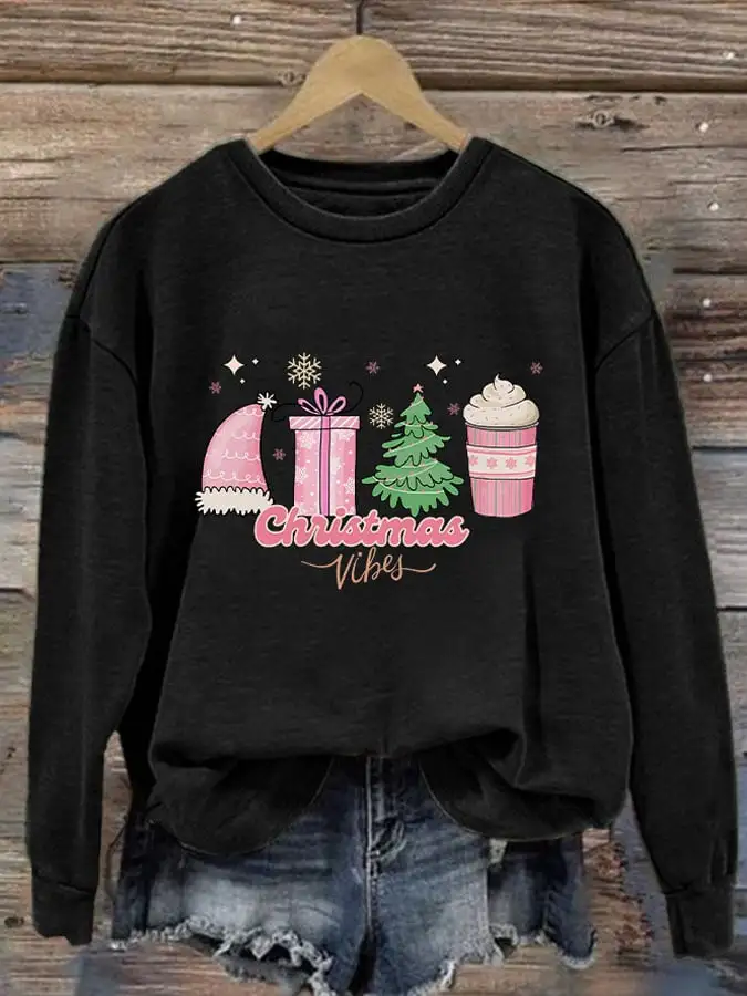 Women's Christmas Vibes Print Sweatshirt