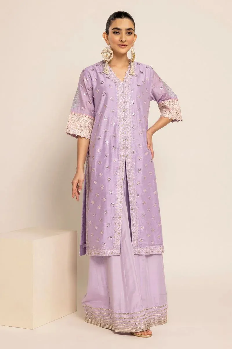 2 Piece | Kurta & Pants | Color Purple