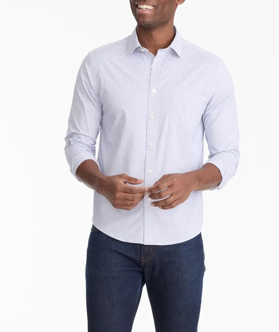 Men's White Small Check Business Shirt