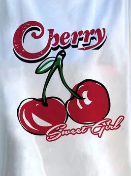 Women's Cherry Print Short Sleeve T-Shirt