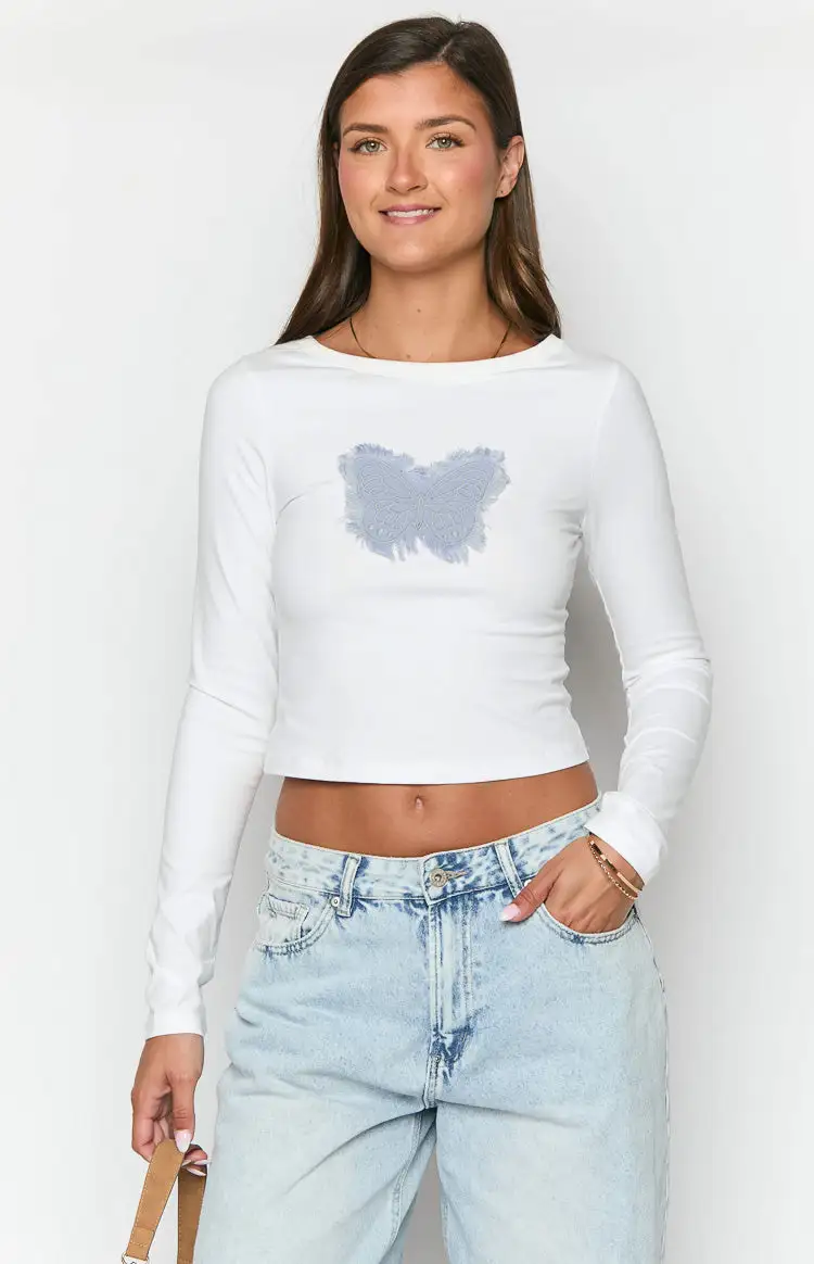 Harmonie White Long Sleeve Top