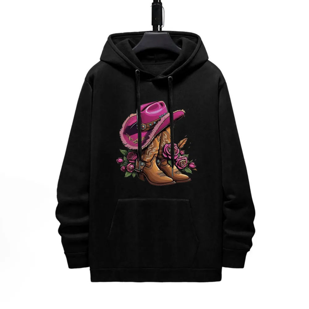 OWBOYS FLOWERS N BOOT PATTERN PRINTED HOODIE