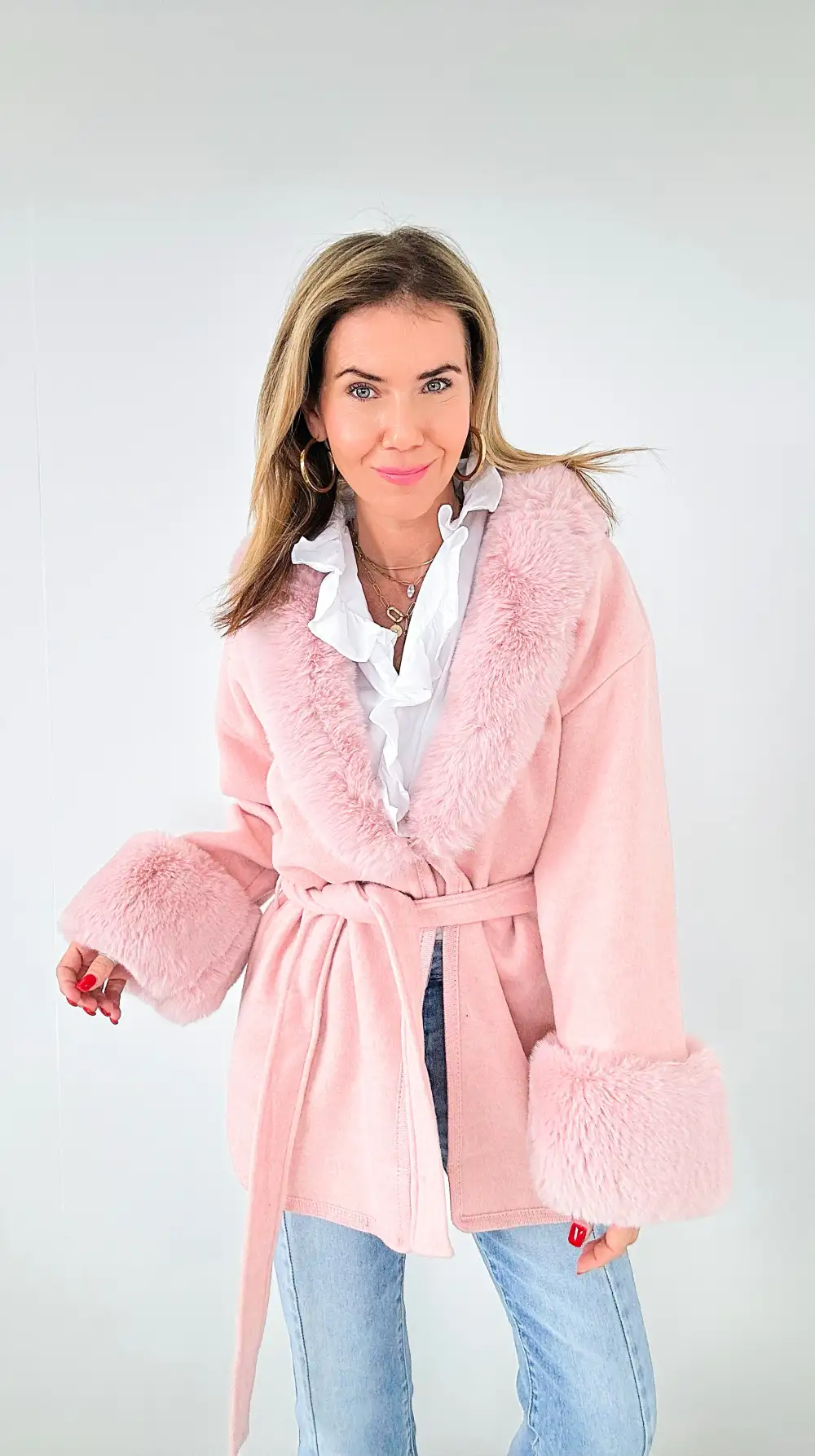 Blushing Comfort Luxe Wrap Jacket - Mauve