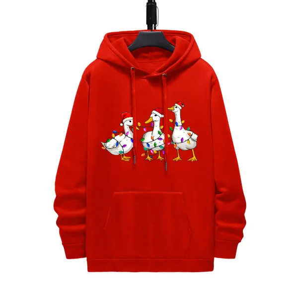 JUST THREE OF US AT THE CHRISTMAS DAY PATTERN PRINTED HOODIE