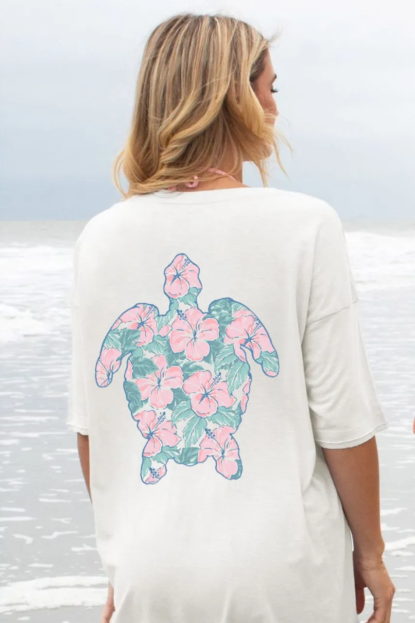 tropical patterned sea turtle  Tee