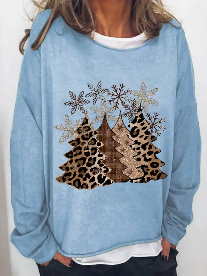 Women's Leopard   Tree Print Long Sleeve T-Shirt