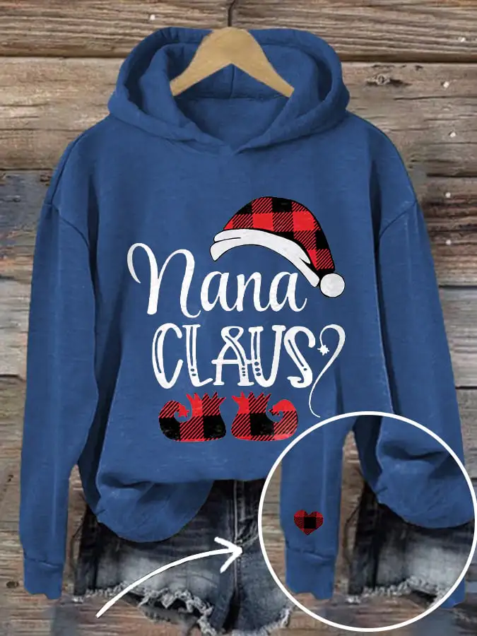 Women's Casual Nana Claus Printed Long Sleeve Sweatshirt