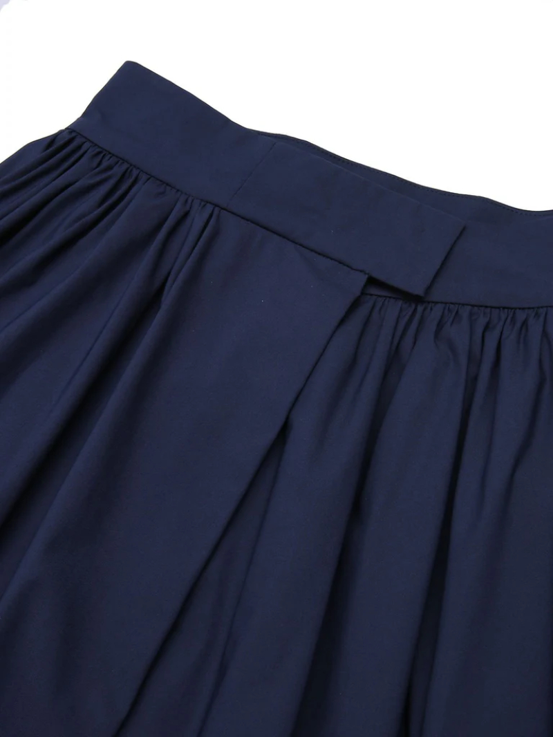 DARK BLUE GRAY 1960S SOLID UMBRELLA SKIRT