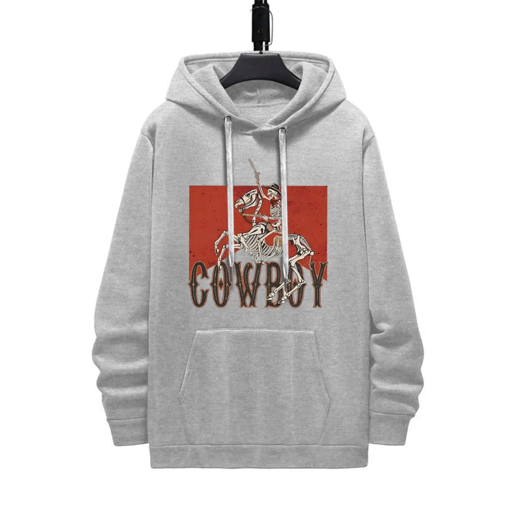 COWBOY RIDING PATTERN PRINTED HOODIE