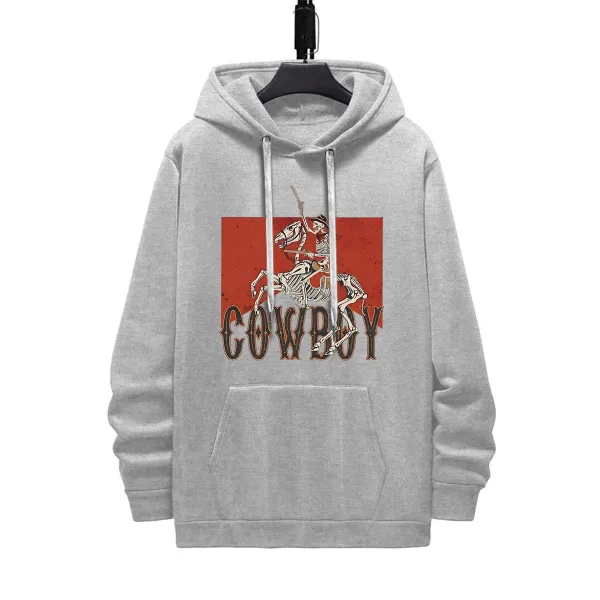 COWBOY RIDING PATTERN PRINTED HOODIE