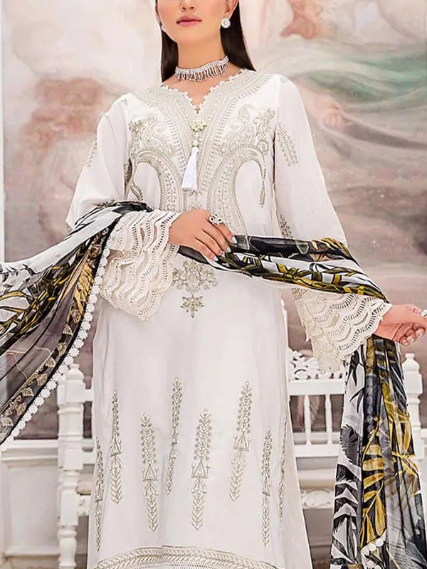 V-neck printed long-sleeve dress