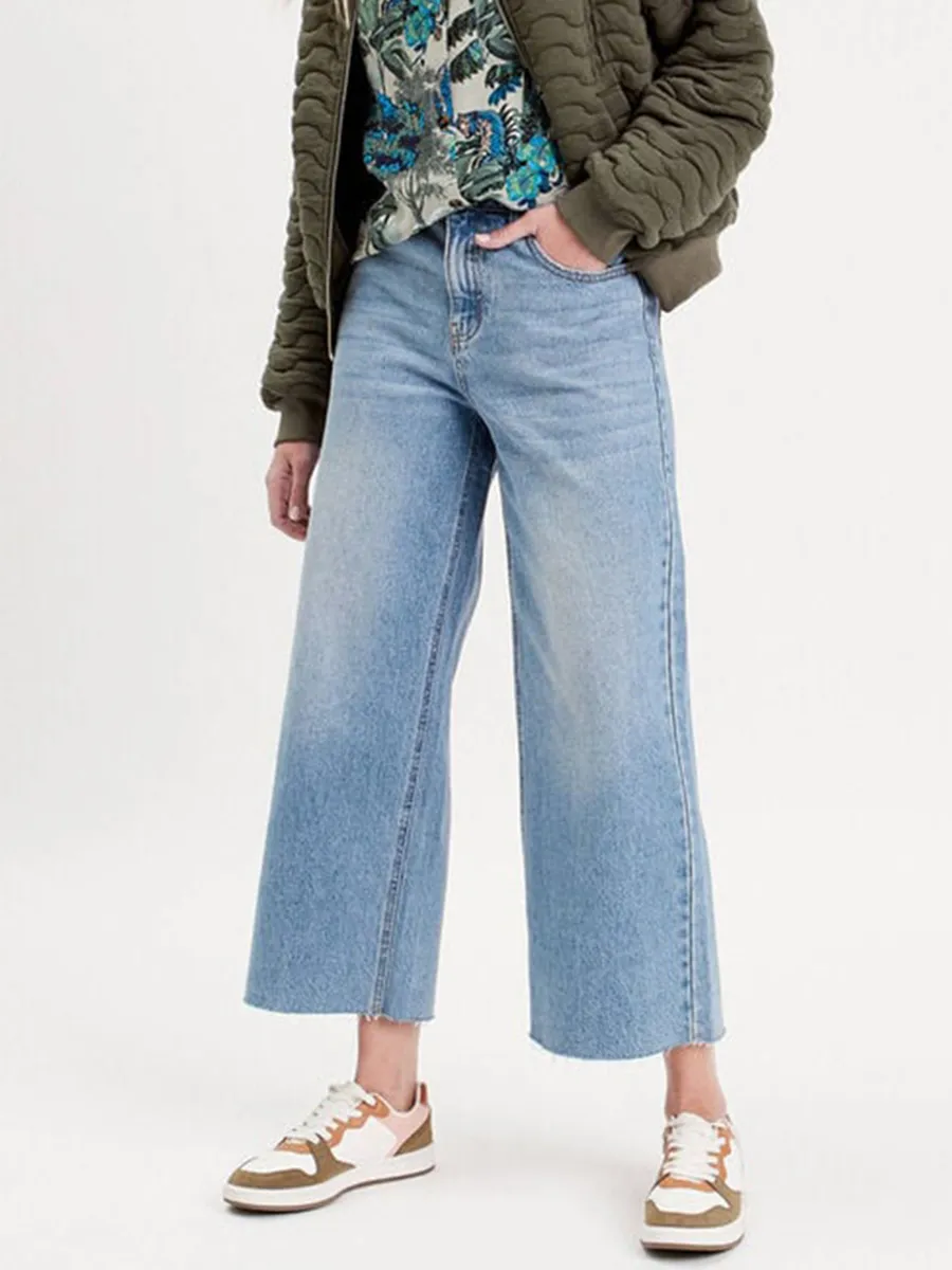 Jeans wide leg 7/8ème ecru femme