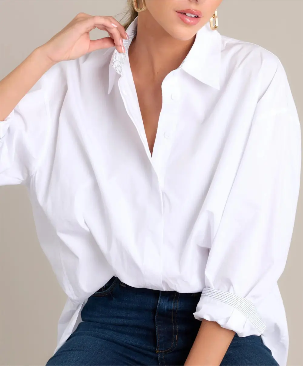 CHIC SOPHISTICATION 100% COTTON WHITE BUTTON FRONT TOP