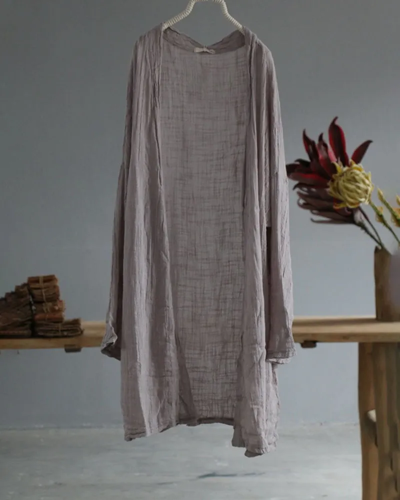 Simple Lightweight Cool Cotton Linen Cardigan