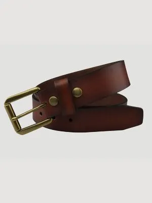 MEN'S WRANGLER® BURNISHED LEATHER BELT IN BROWN