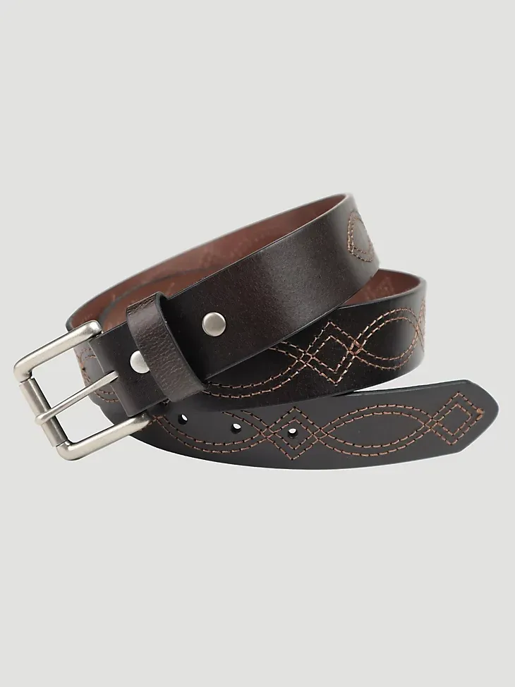 MEN'S BOOT STITCH LEATHER BELT IN BROWN