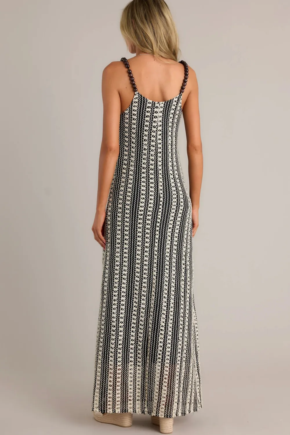 REGAL RHAPSODY 100% COTTON BLACK STRIPE KNIT MAXI DRESS