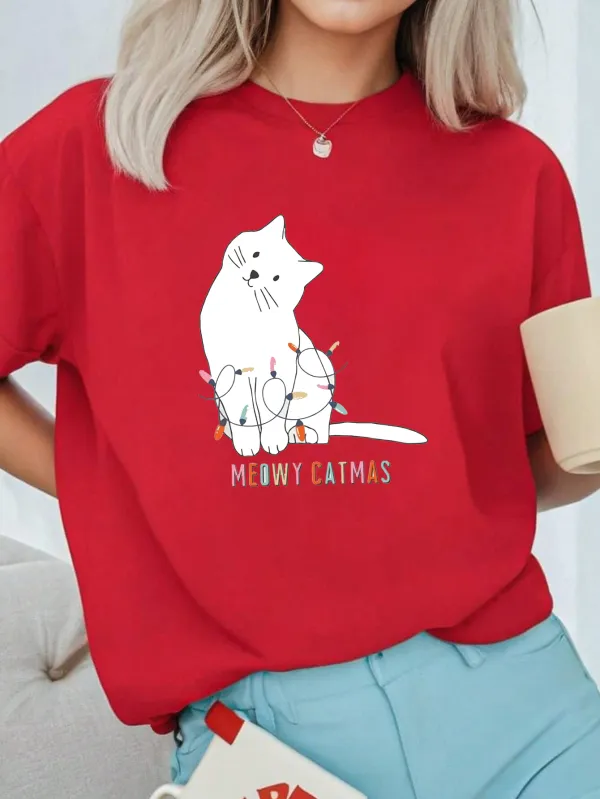 Kitty Santa Lady T-shirt