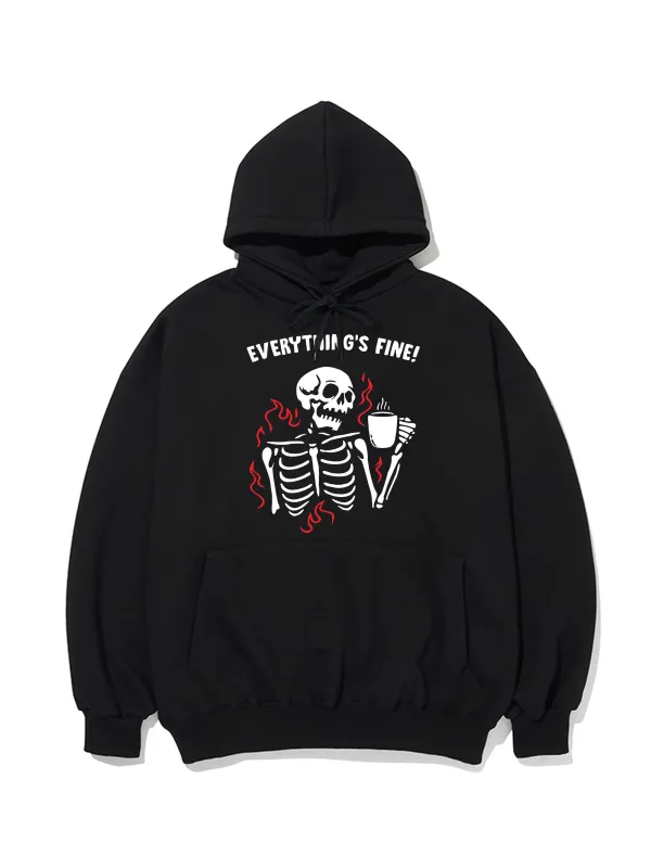 EVERYTHING'S FINE PATTERN PRINTED HOODIE