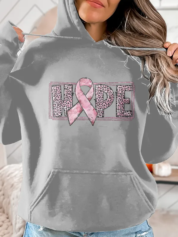 Pink Ribbon Hope Print  Hoodie