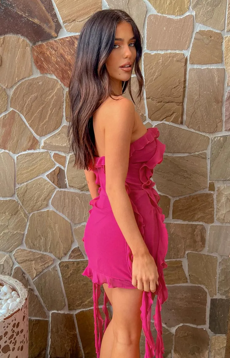 She's The One Fuchsia Tassel Mini Dress