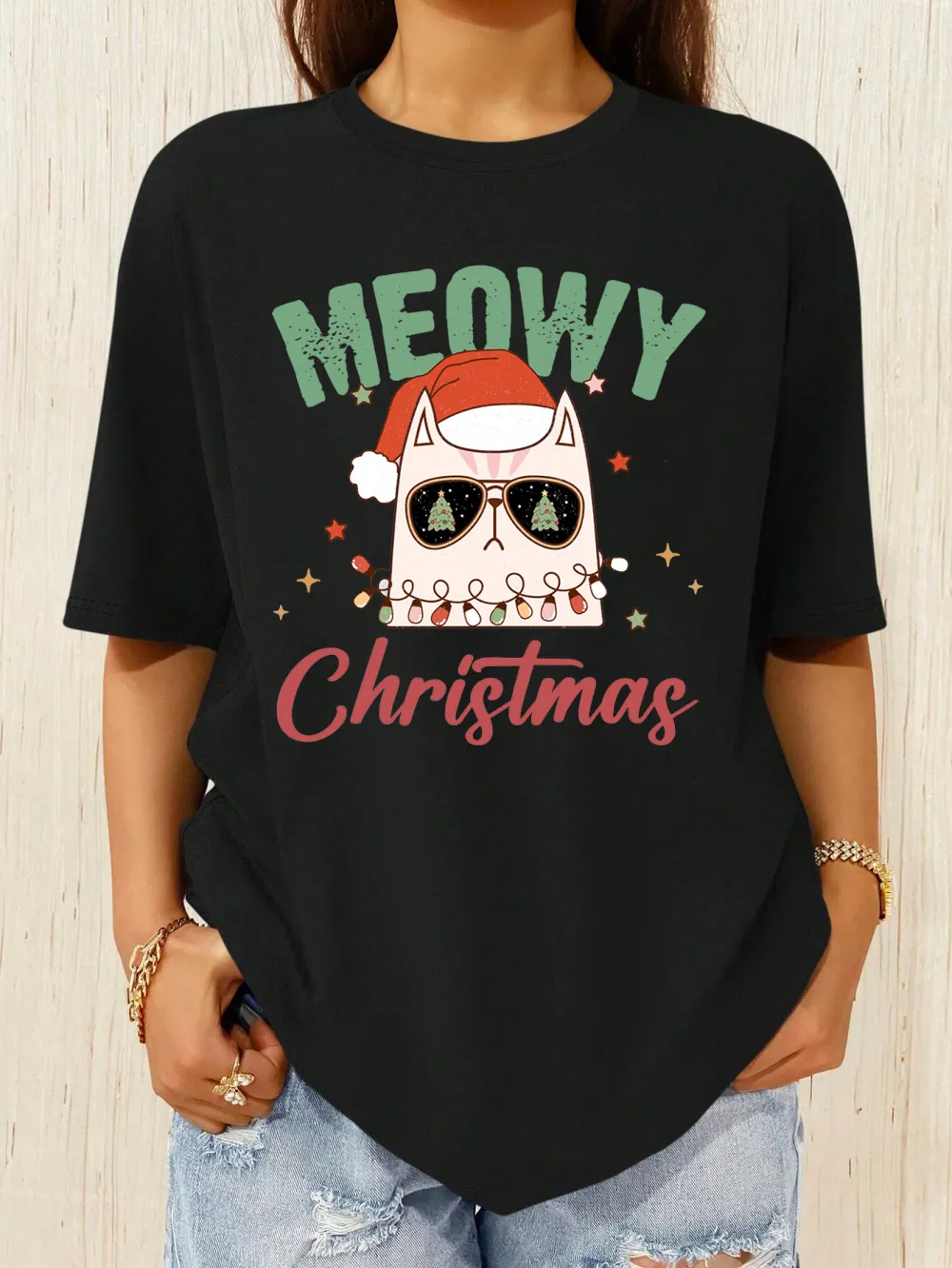 Kitty Santa Lady T-shirt