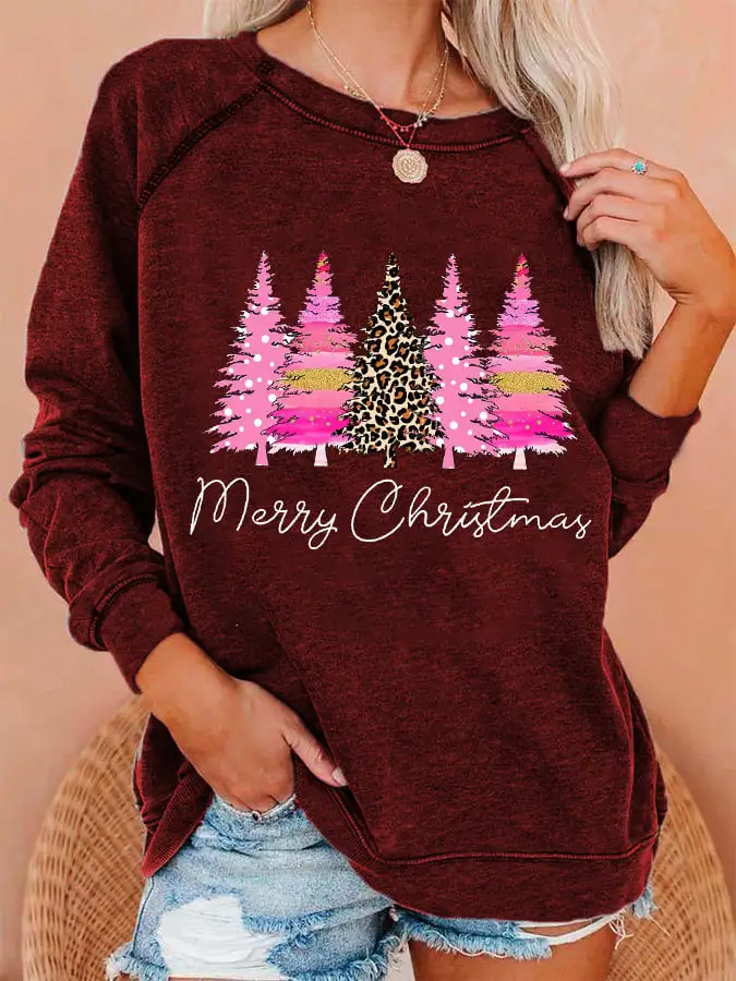 Women's Merry     Tree🎄 Print Sweatshirt