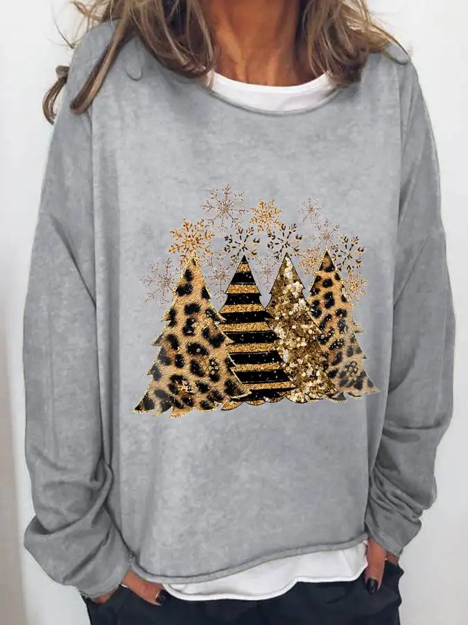 Women's Leopard   Tree Print Long Sleeve T-Shirt