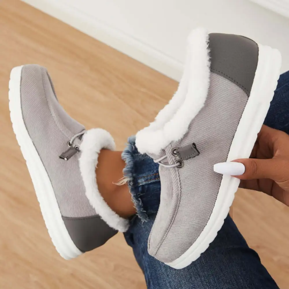 Flat Slip-On Bootie Warm Lining Ankle Snow Boots