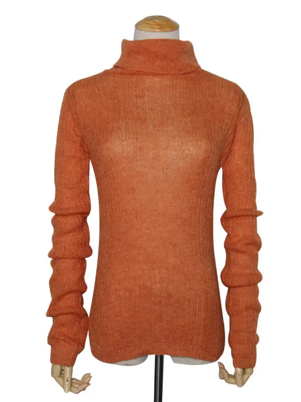 Simple Solid Color High-Neck Long Sleeves Knitwear