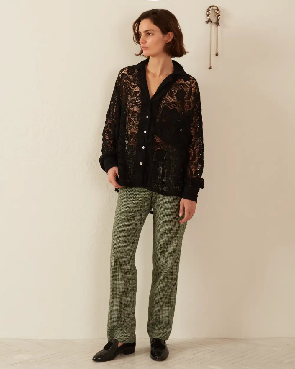 Patti Black Floral Lace Shirt