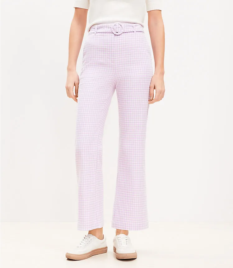 Belted Sutton Kick Crop Pants in Gingham