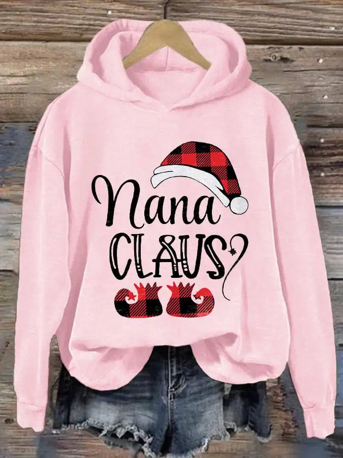 Women's Casual Nana Claus Printed Long Sleeve Sweatshirt