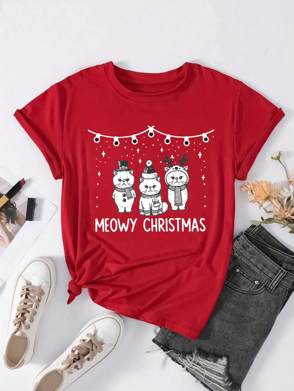 Kitty Santa Lady T-shirt