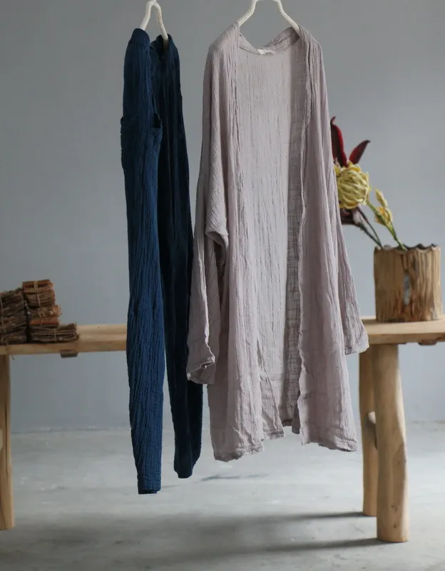 Simple Lightweight Cool Cotton Linen Cardigan