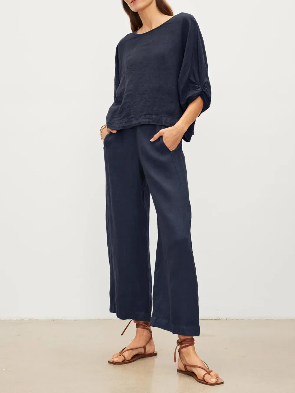 Cass Linen Crew Neck Top