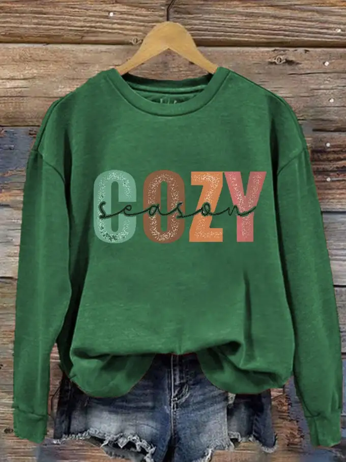 Women's Cozy Season Print Casual Sweatshirt