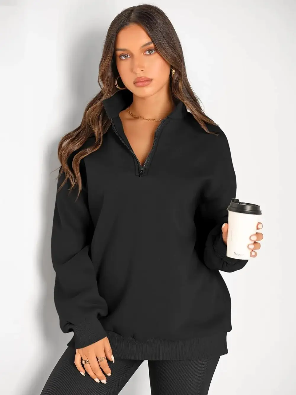 Oversized Sweatshirts Half Zip Pullover Long Sleeve