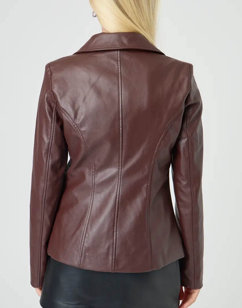 Fitted Faux Leather Blazer