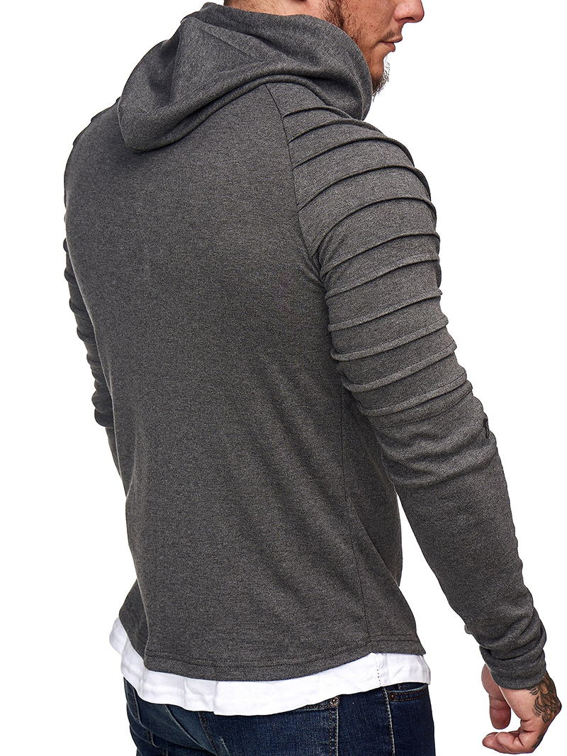 Men's gray ribbed hoodie