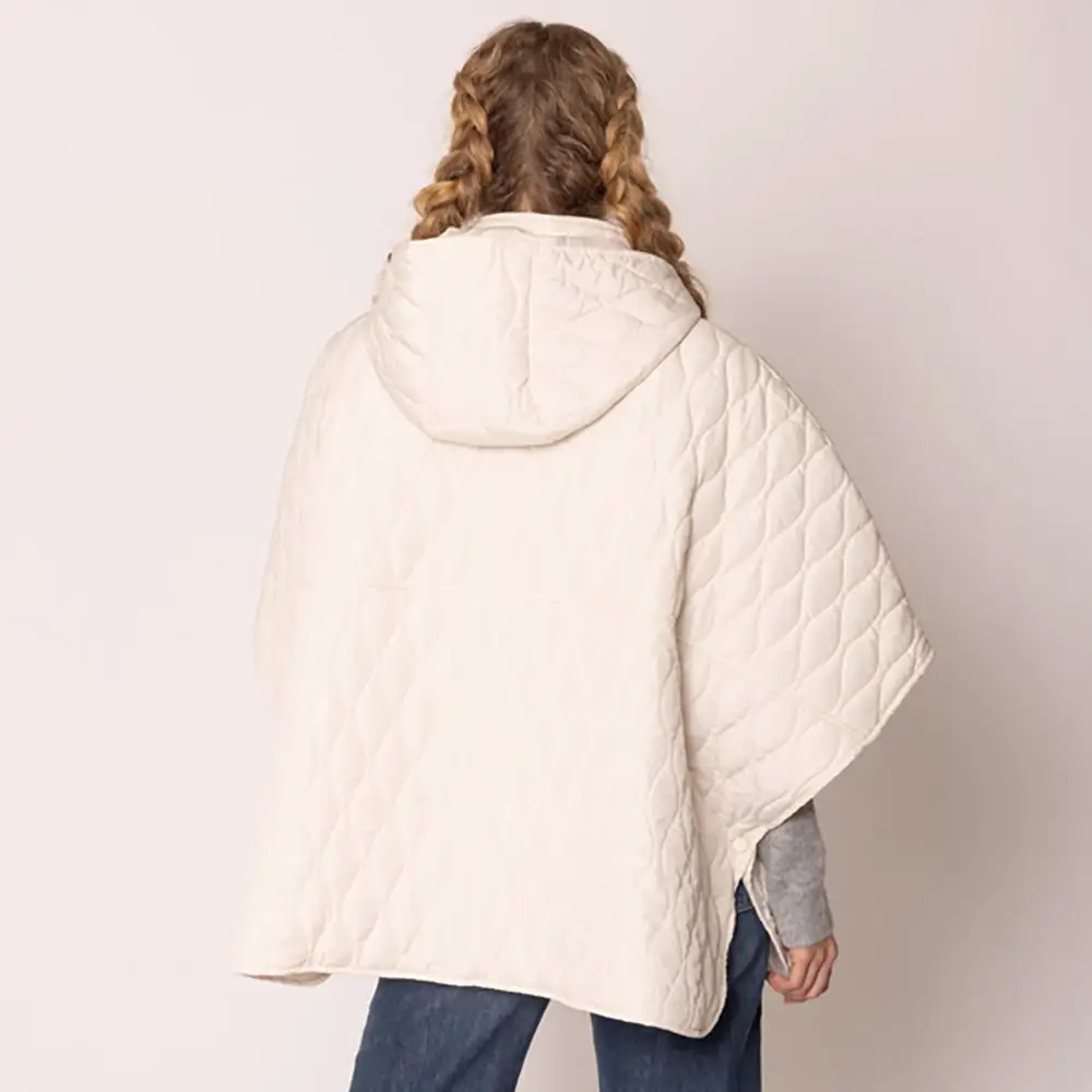 Cocoon Quilted Hooded Cape - Ivory