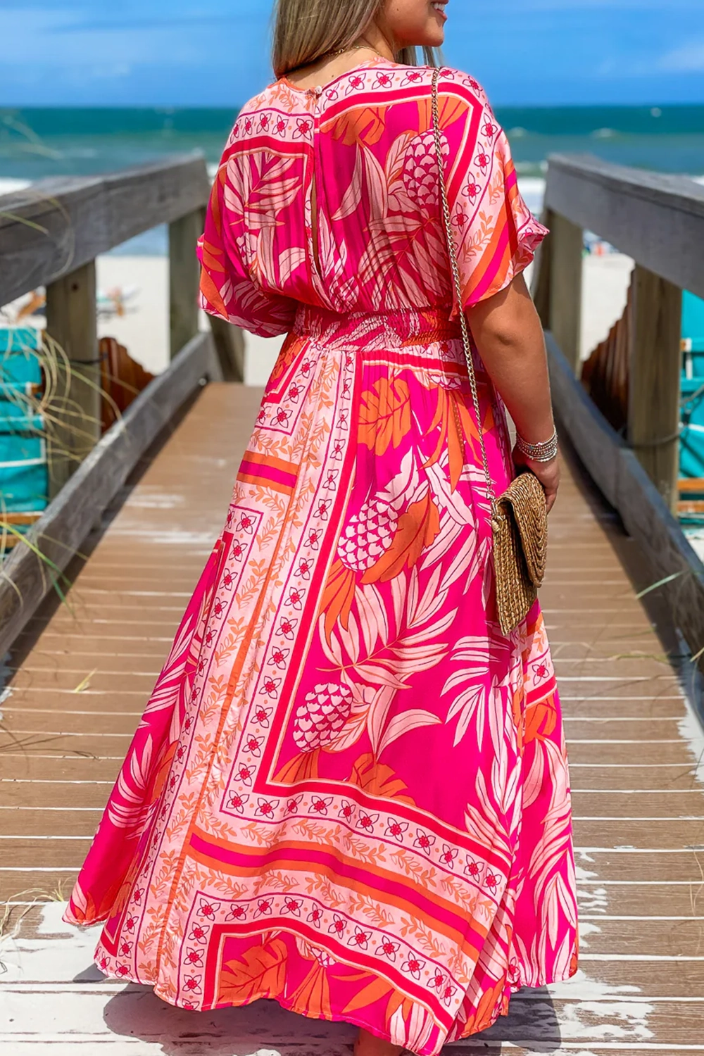 Red slit long dress