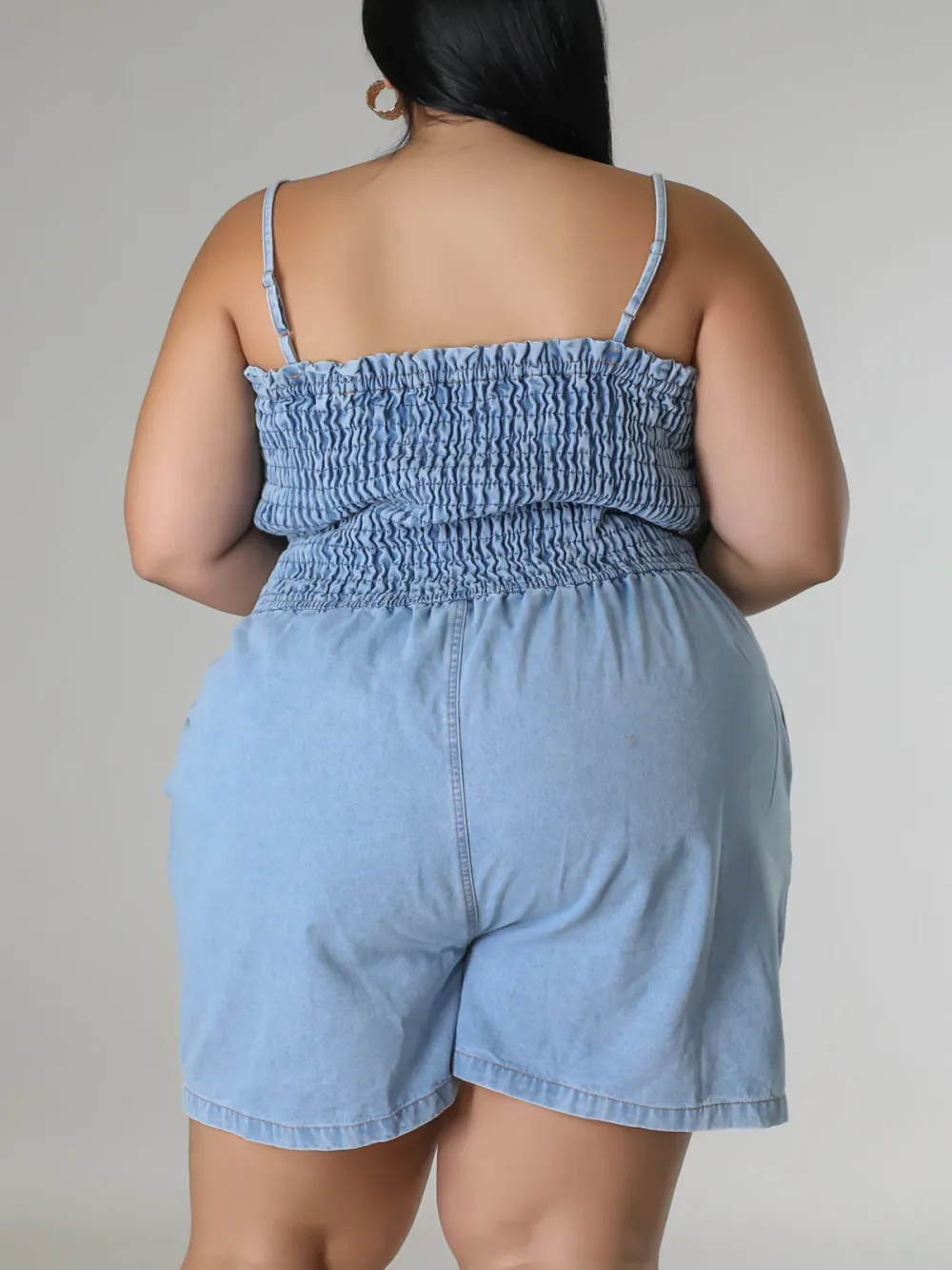 Plus-Size Fashion Women'S Denim Jumpsuit Shortsc