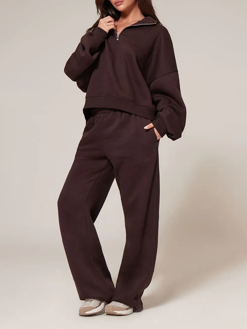 Chocolate Wide Leg Embroidered Sweatpants