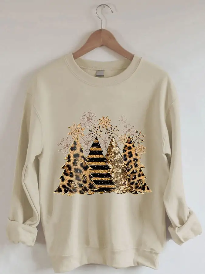 Women' Leopard   Tree Print Casual Sweatshirt