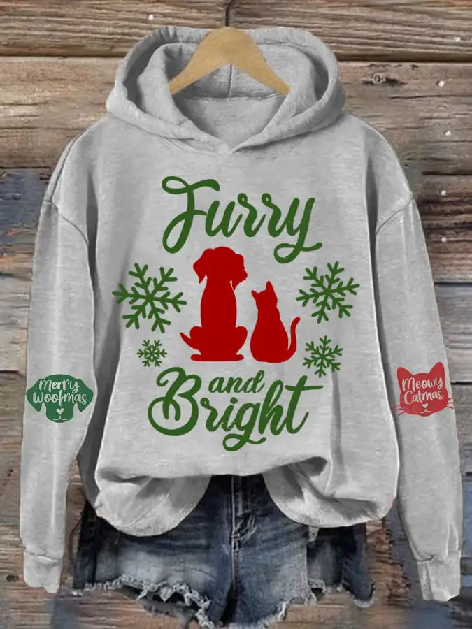 Women'S Christmas Furry And Bright Casual Printed Sweatshirt