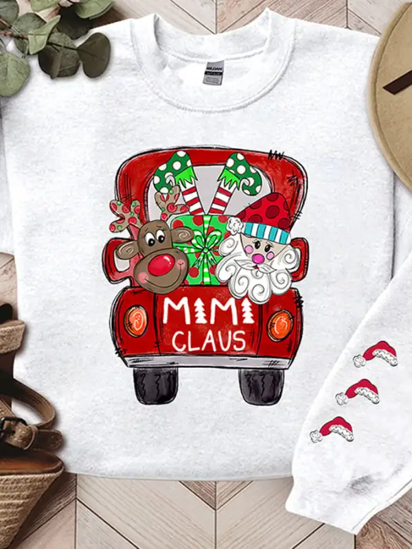 Women'S Casual Mimi, Grandma Claus Printed Long Sleeve Sweatshirt