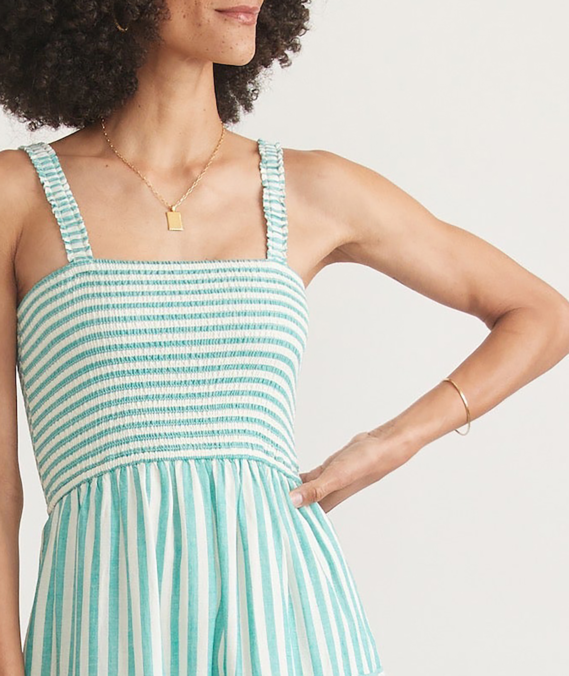 Deep Aqua Stripe Selene Maxi Dress